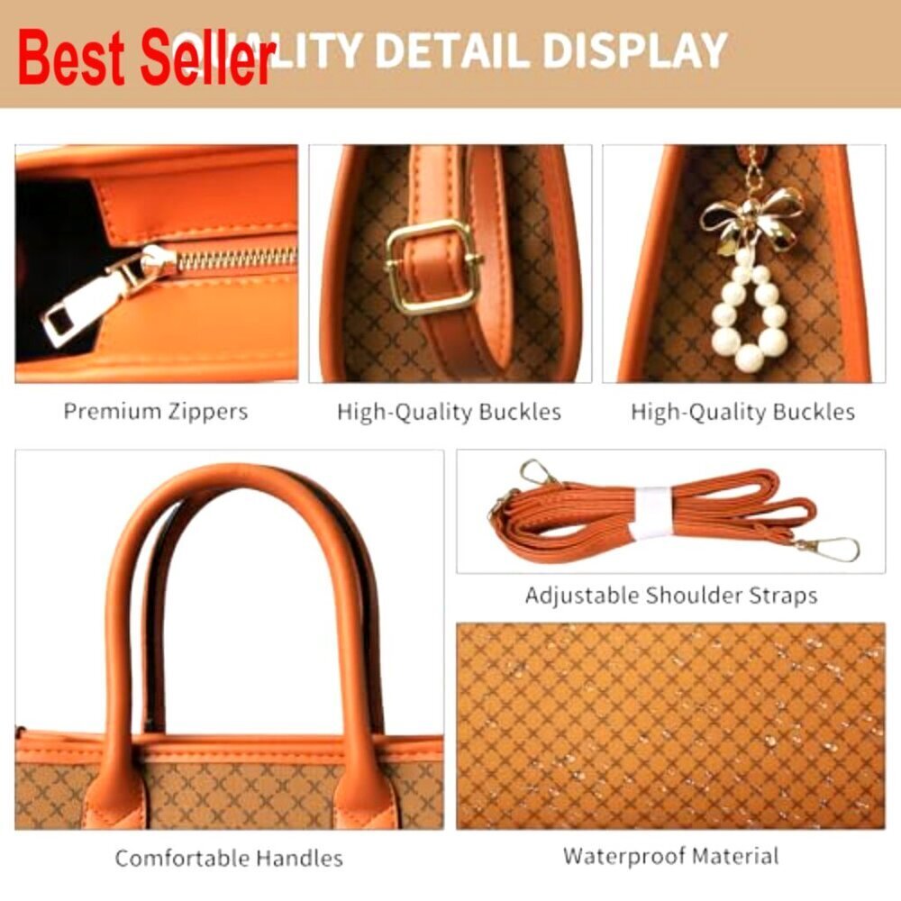 PU Leather 3-Piece Handbag Set with Tote, Satchel & Wallet - Picture 6 of 7